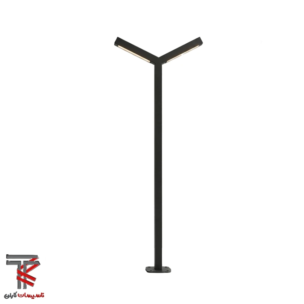 چراغ پارکی ایستاده مدل دو شاخه منظم (1 متری)